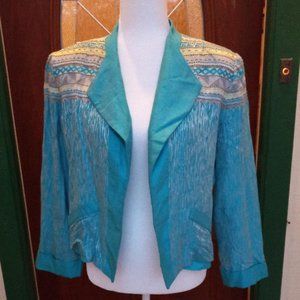 Nancy Bolen City Girl Aqua Blazer Size 14